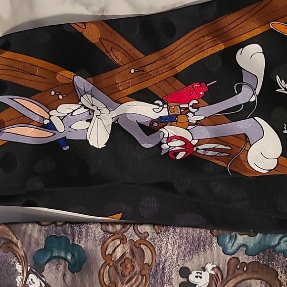 Disney Mickey Mouse & Looney Tunes Bugs Bunny SILK Novelty Neckties Set Casual - Picture 4 of 10